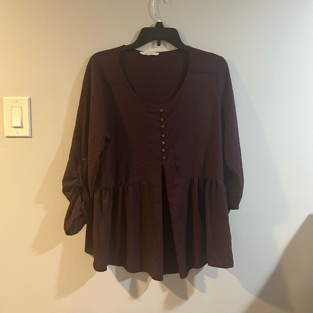 41 Hawthorne size large Purple shirt with distressed gems on front